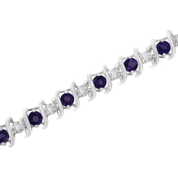 3.5 mm Lab Created Purple Amethyst and 1/6 ctw Diamond Rhodium Over
Sterling Silver Tennis Bracelet