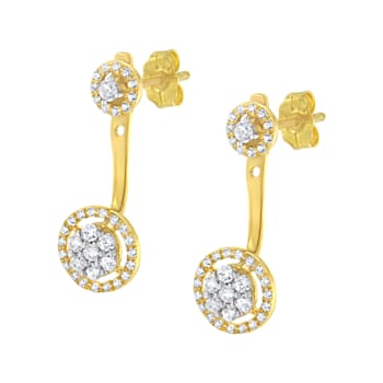 14K Yellow Gold Over Sterling Silver 5/8ctw Diamond Removable Stud and
Dangle Earrings