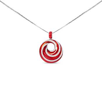 Sterling Silver Red Enamel and 1/2 Diamond Endless Swirl Medallion
18" Pendant Necklace