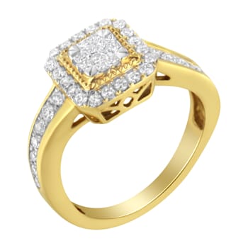 10K Yellow Gold Diamond Cocktail Ring (5/8ctw, H-I Color, SI2-I1 Clarity)