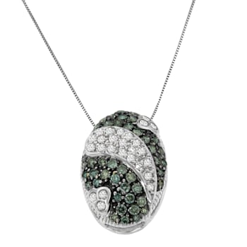 14K White Gold 1 1/10ctw Round Cut Treated Blue Diamond Fashion Pendant
w\chain(H-I, I1-I2)