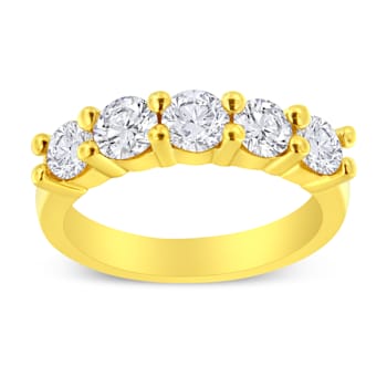 14K Yellow Gold Over Sterling Silver 1 1/2ctw Round Diamond Band Ring
(K-L Color, SI2-I1 Clarity)
