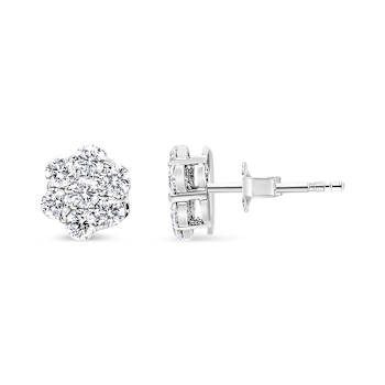 14K White Gold 1.0ctw Diamond Composite Stud Earrings
