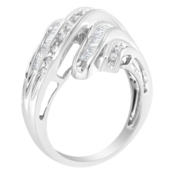 10K White Gold Round and Baguette Cut Diamond Channel Ring (3/4 Cttw,
H-I Color, SI2-I1 Clarity)