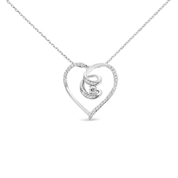 Sterling Silver 1/4ctw Diamond Open Heart Twisted Awareness Ribbon
18" Pendant with Chain