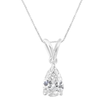 IGI certified 10K White Gold 1/2ctw Diamond Pear Pendant w\chain(I-J, I1)