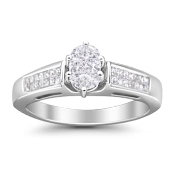 0.625ctw Oval Diamond Solitaire 14K White Gold Ring