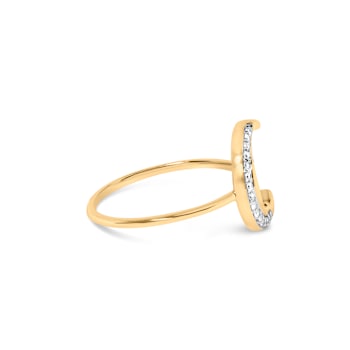 10K Yellow Gold 1/10ctw Diamond Crescent Moon Ring (I-J Color, I1-I2 Clarity)