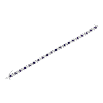 3.5 mm Lab Created Purple Amethyst and 1/6 ctw Diamond Rhodium Over
Sterling Silver Tennis Bracelet