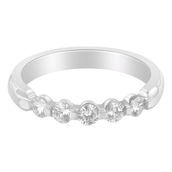 14K White Gold 1/2ctw Diamond 5-Stone Band Ring (H-I Clarity, SI2-I1 Color)