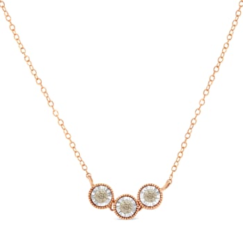 10K Gold Over Sterling Silver Two-tone 1/4ctw Miracle-Set Champagne
Diamond Triple Circle Necklace