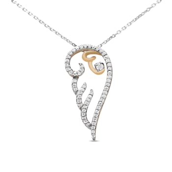10K Yellow Gold Over Sterling Silver 1/4ctw Diamond Angel Wing Necklace
(H-I Color, I1-I2 Clarity)