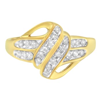 10K Yellow Gold Over Sterling Silver 1.0ctw Diamond Halo Floral Ring
(J-K Color, I2-I3 Clarity)