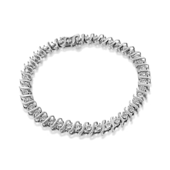 Sterling Silver .25ctw Diamond Miracle-Set "S" Link Tennis Bracelet