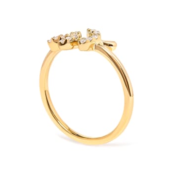 10K Yellow Gold 1/10ctw Diamond Leaf and Branch Ring (H-I Color, I1-I2 Clarity)