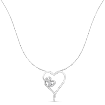 Sterling Silver 1/10ctw Diamond Heart Pendant w\chain (H-I, I1-I2)
