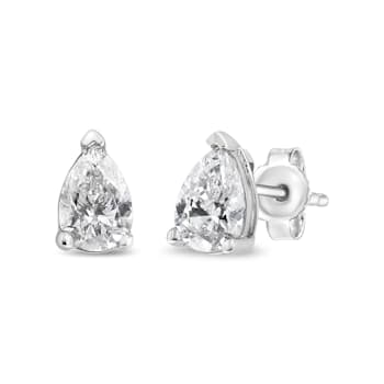 14K White Gold 1/2ctw Pear Shape Solitaire Lab Grown Diamond Stud Earrings