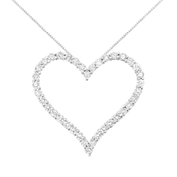 Sterling Silver 3.0ctw Round-Cut Diamond Open Heart Pendant w\chain(I-J
Color, I2-I3 Clarity) - 18"