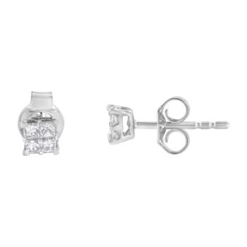 10K White Gold Diamond Composite Stud Earring 1/4ctw