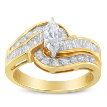 14K Yellow Gold Mixed Shapes Diamond Bypass Ring (1 cttw, H-I Color,
SI1-SI2 Clarity)