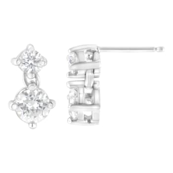 14K White Gold 1.0ctw Double Diamond Stud Earrings