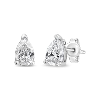 14K White Gold 1/4ctw Pear Shape Solitaire Lab Grown Diamond Stud Earrings