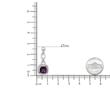 Sterling Silver 6x6MM Cushion Shaped Purple Amethyst and Diamond Accent
Drop and Dangle Earrings
