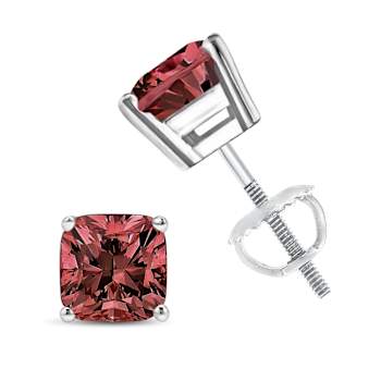 14K White Gold 1 1/2ctw Lab Grown Pink Cushion Set Classic Diamond
Solitaire Stud Earrings