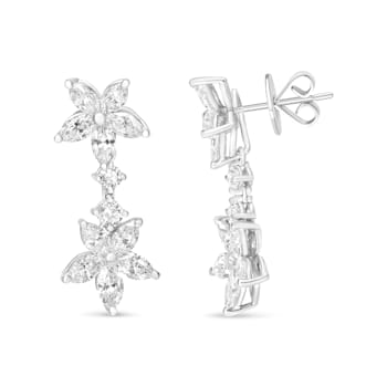 18k White Gold 6.0 Cttw Marquise Diamond Floral Dangle Drop Earrings
(E-F Color, VS1-VS2 Clarity)