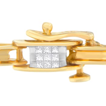 14K Yellow Gold 1.0ctw Princess Cut Diamond Chain Link Bracelet