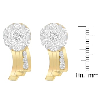 14K Yellow Gold 7/8ctw Round Cut Diamond Earrings