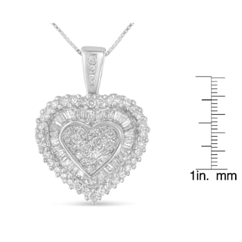 10K White Gold 1.0ctw Multi Cut Diamond Heart Pendant With Chain(H-I, I1-I2)