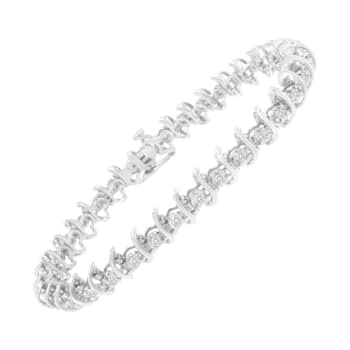 Sterling Silver 1.0ctw Prong-Set Diamond Link Bracelet