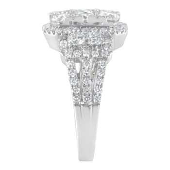 14K White Gold 2 1/4ctw Diamond Cocktail Cluster Ring (G-H Color, SI2-I1
Clarity) - Size 7