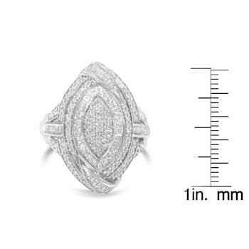 Sterling Silver 1-1/8ctw Diamond Marquise Cluster Triple Halo Knot Ring
(I-J Color, I2-I3 Clarity)