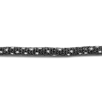 18K White Gold Black and White Diamonds Pave Link Bracelet