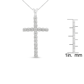 1/4ctw Diamond Cross Unisex Sterling Silver Pendant Necklace with
18" Chain