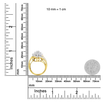 10K Yellow Gold Round and Baguette Diamond Swirl Ring (2.0ctw, J-K
Color, I2 Clarity)