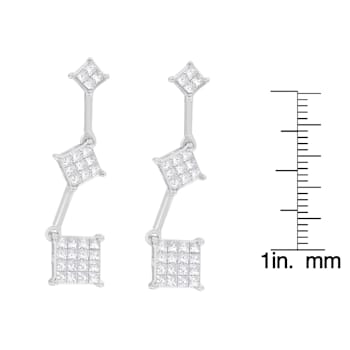 14K White Gold 1.0ctw Princess Cut Diamond Earrings