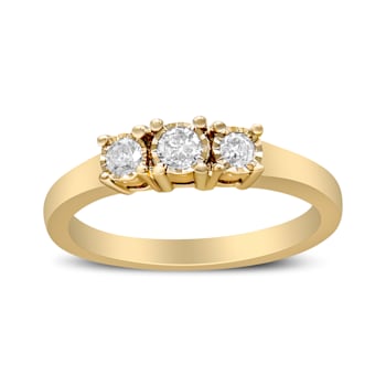 0.25ctw Diamond 3-Stone 14K Yellow Gold Over Sterling Silver Ring