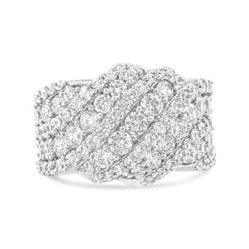 10K White Gold 3.00ctw Diamond Multi Row Cluster Band Ring (I-J Color,
I3 Clarity)