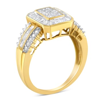 10K Yellow Gold Round and Baguette-Cut Diamond Cocktail Ring (1.0 Cttw,
H-I Color, SI2-I1 Clarity)