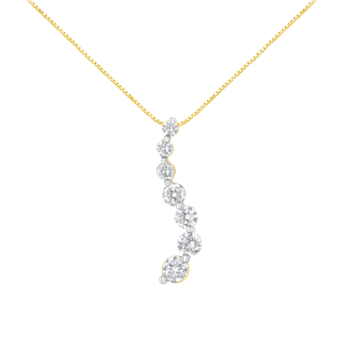2.00ctw Baguette and Round Brilliant Cut Diamond 14K Yellow Gold Pendant
with Chain