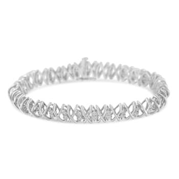 Sterling Silver rose-cut Diamond X-Link Bracelet (1 cttw, I-J Color,
I2-I3 Clarity)
