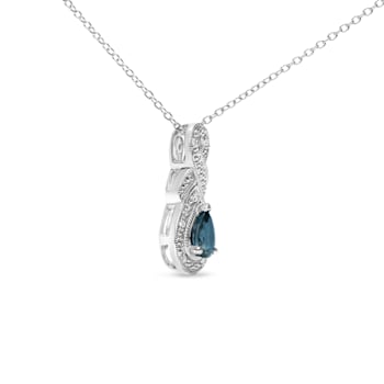 Sterling Silver 6x4mm Pear Sapphire and Diamond Accent Infinity Drop
18" Pendant Necklace