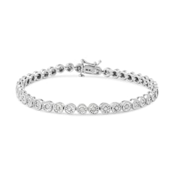 Rhodium Over Sterling Silver 1.0 Cttw Diamond Tennis Bracelet (I-J, I3)
