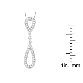 14 White Gold 1/4ctw Round Cut Diamond Double Tear Drop Pendant
w\chain(H-I, I2-I3)