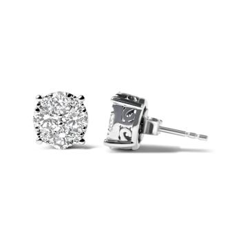 14K White Gold 2.00 Cttw Lab Grown Diamond Cluster Stud Earrings (G-H
Color, VS1-VS2 Clarity)