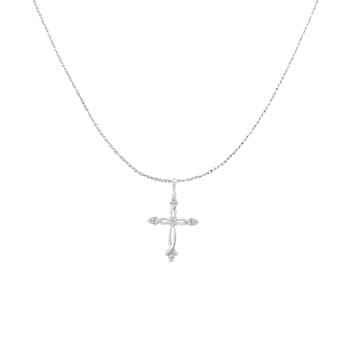 1/15ctw Round Cut Diamond Accent Cross Sterling Silver Pendant Necklace
with 18" Chain
