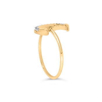 10K Yellow Gold 1/10ctw Diamond Crescent Moon Ring (I-J Color, I1-I2 Clarity)